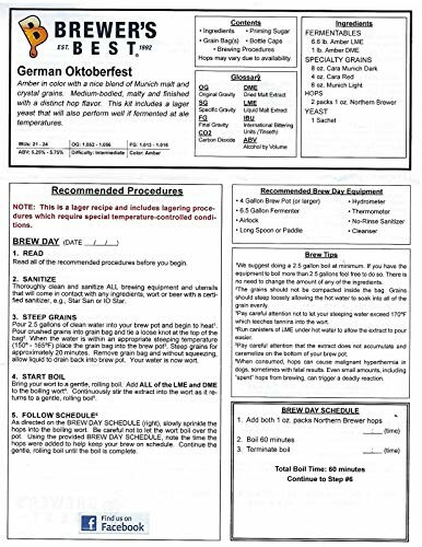 Brewer's Best German Oktoberfest brewing instructions sheet.