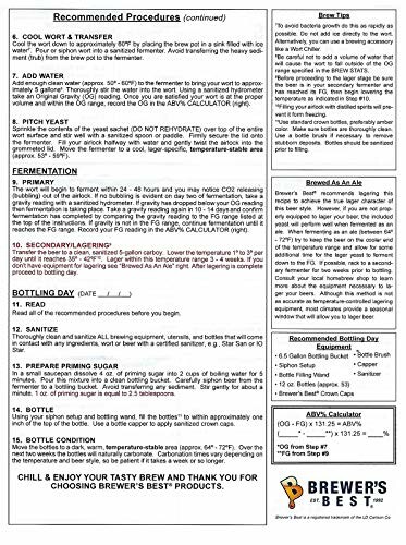 Brewer's Best recommended procedures and brewing tips document.