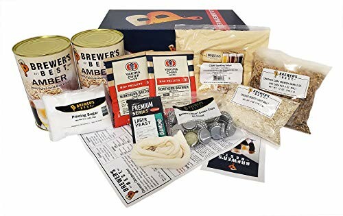 Home brew beer kit with ingredients and instructions.